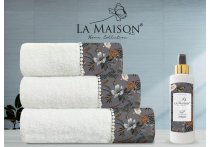 Подарунковий набір рушників La Maison з парфумом - Nare Ekru (Turkey), 3 штуки